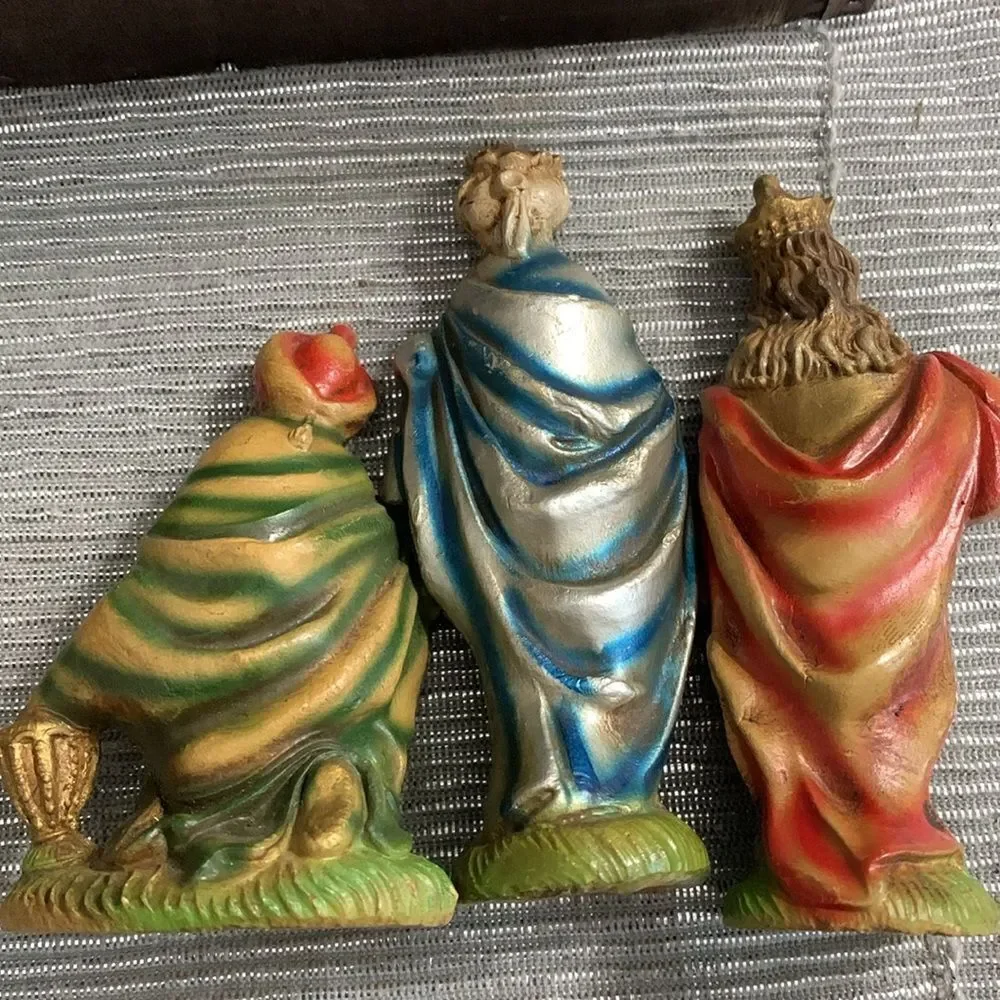 Nativity Set‎ Wooden Manger With 8 Figures Retro Christmas Vintage Made In Italy